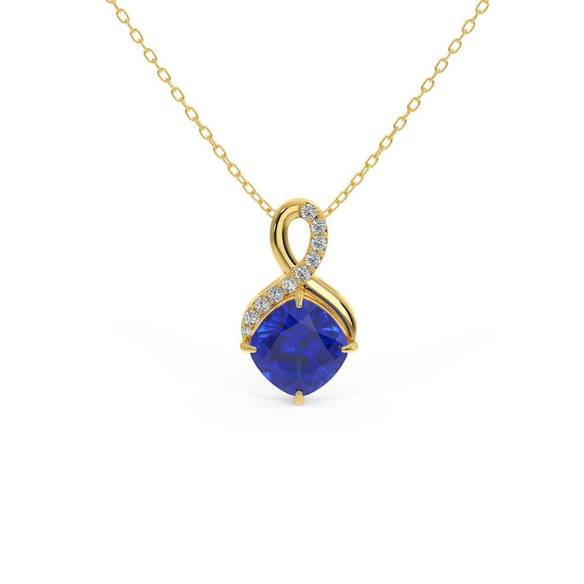 Diamond Necklace, Blue Sapphire  Necklace, Rose Gold Necklace, Charm Necklace, Necklace for Women, Dainty Necklace, Diamond Pendant