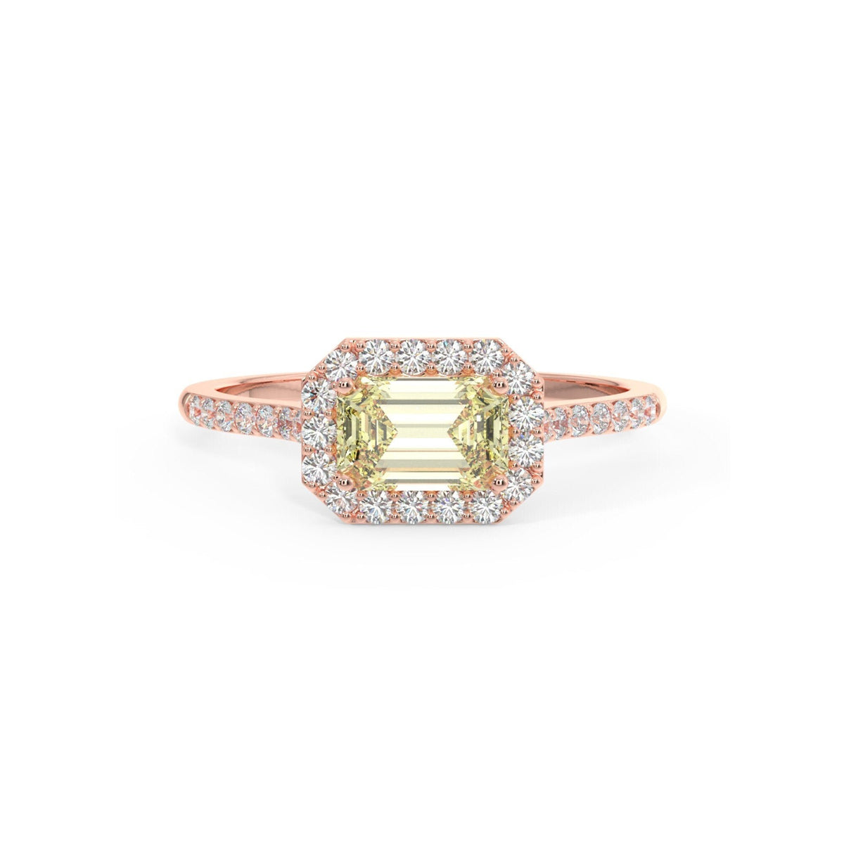 Emerald-Cut Peridot Engagement Ring