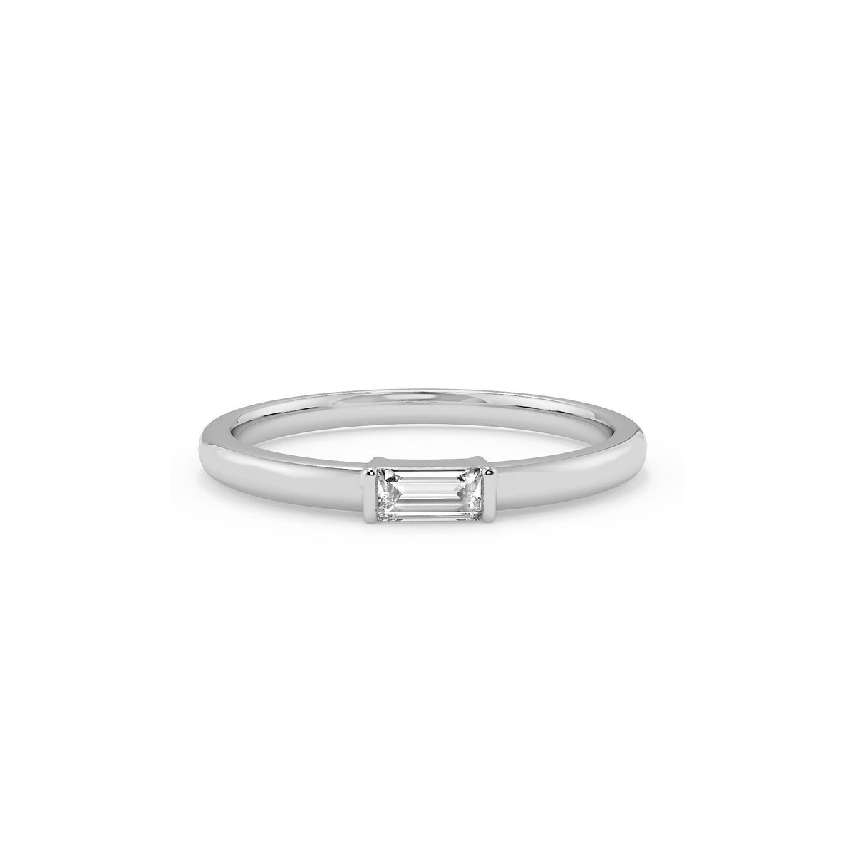 Single Baguette Diamond Wedding Band
