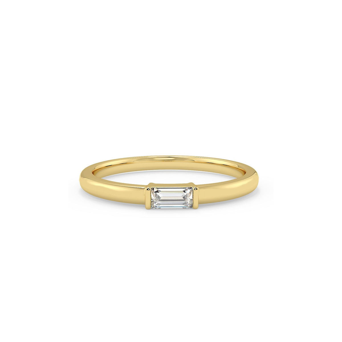 Single Baguette Diamond Wedding Band