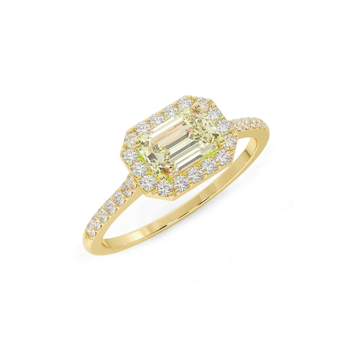Emerald-Cut Peridot Engagement Ring