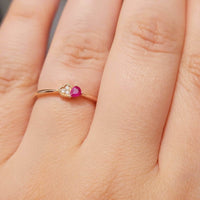 Heart Ring, Ruby Ring, Diamond Ring, Ruby Promise Ring, Cluster Ring, Pear Shape Ring, Birthstone Ring, 14k Gold Ring, personalized gift
