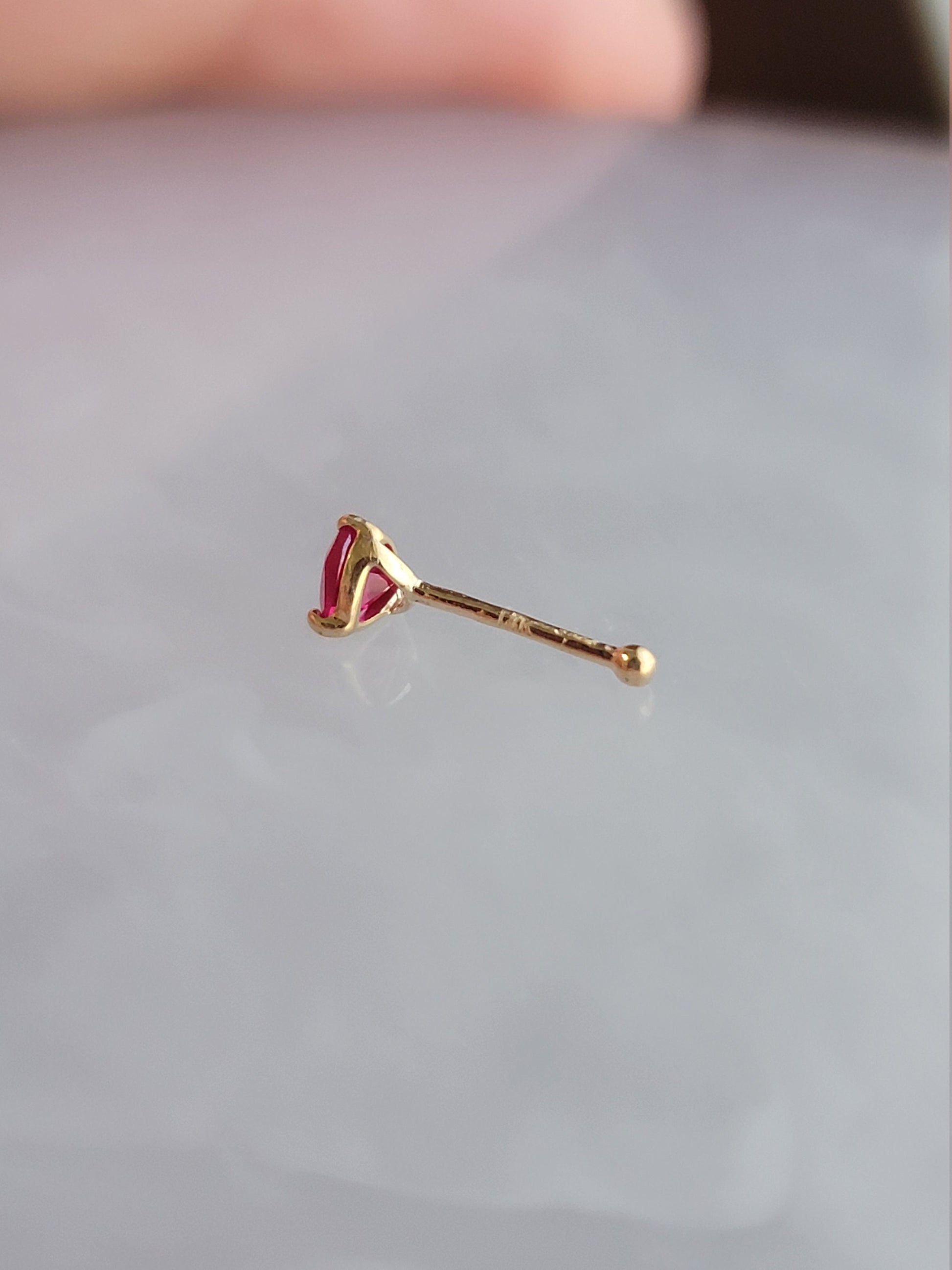 Ruby Nose Stud, 14k Solid Gold Nose Stud, Ruby Nose Pin,14k Gold, Nose –  Beauties Jewelry NYC