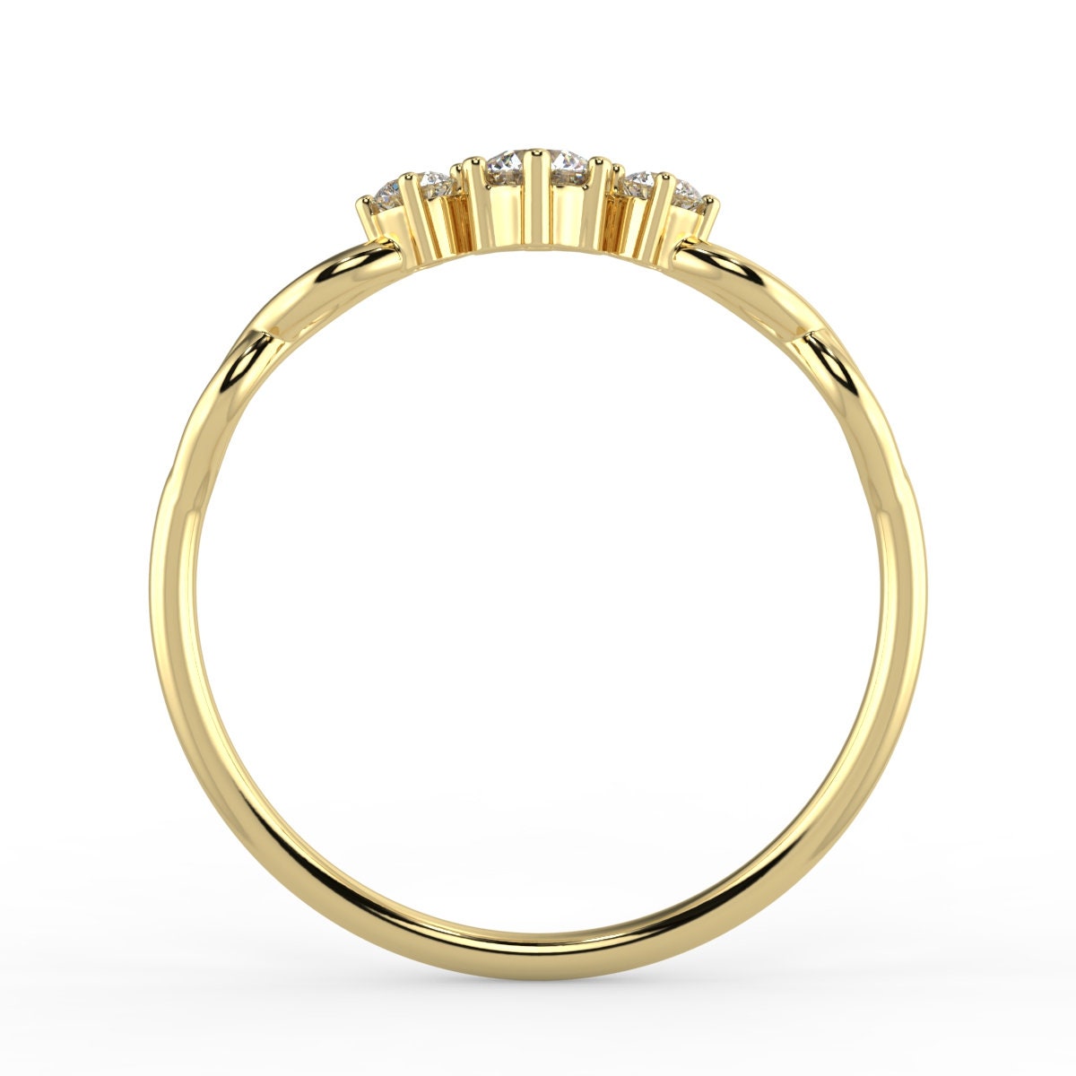 Infinity Engagement Ring, Diamond Engagement Ring, 14k Solid Gold Ring, Diamond Infinity Ring, Proposal Ring, Three Stones Engagement Ring