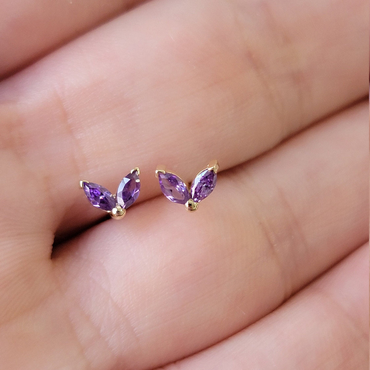 Tiny Marquise Birthstone Stud Earrings