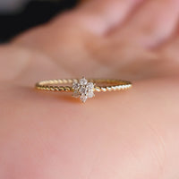 Diamond Ring, Floral Ring, Gold Ring For Women, Dainty Ring, 14k Gold Ring, Diamond Ring For Women, Stacking Ring, Minimalist Ring, Twisted