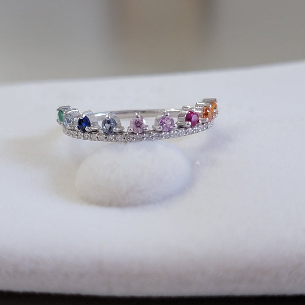 Half Way Diamond and Gemstone Ring
