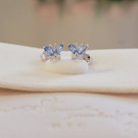 Aquamarine and Diamond Butterfly Earrings