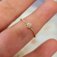 Diamond Ring, Floral Ring, Gold Ring For Women, Dainty Ring, 14k Gold Ring, Diamond Ring For Women, Stacking Ring, Minimalist Ring, Twisted
