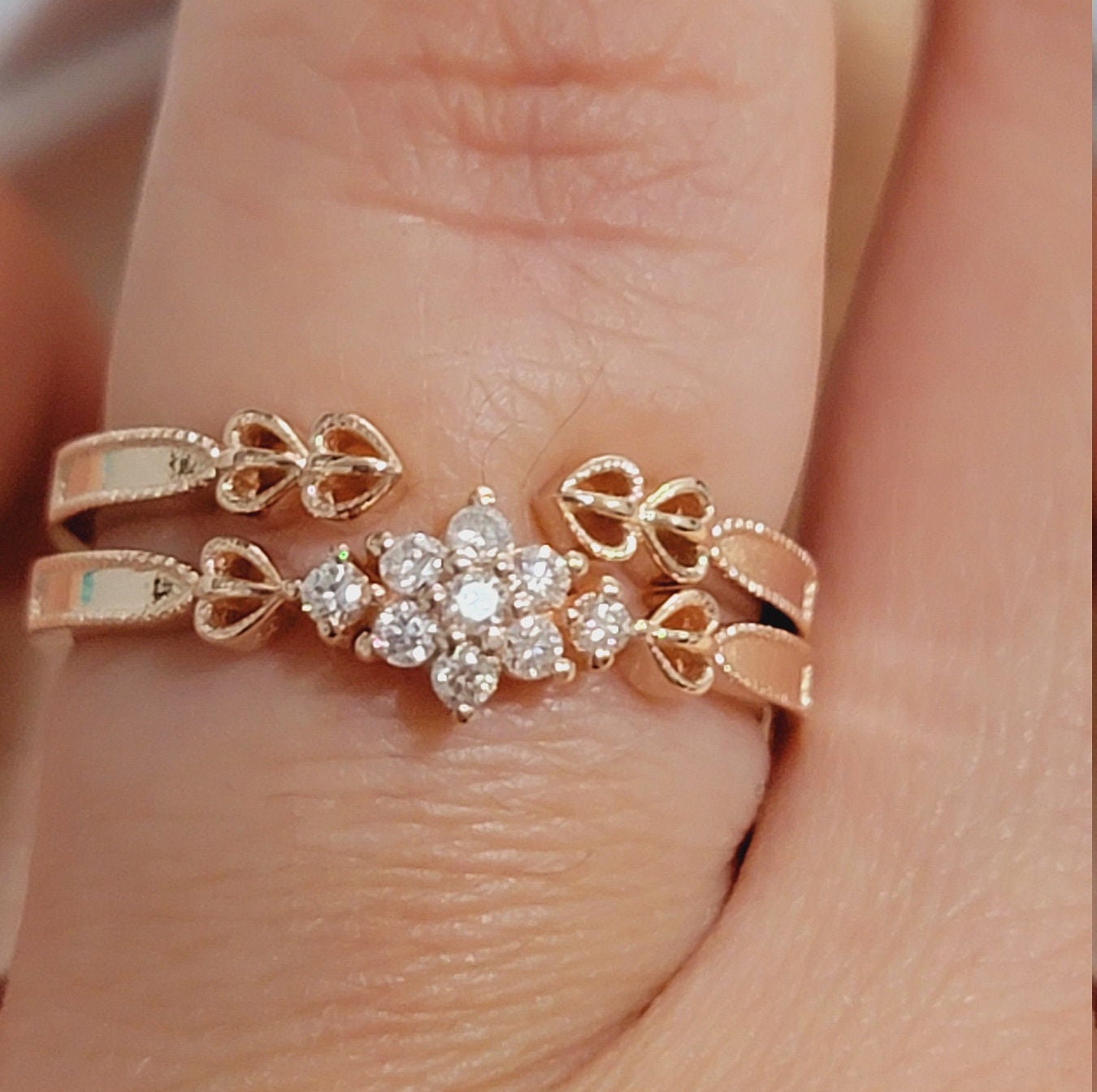 14K Rose Gold Pear Shaped Alexandrite Engagement Ring Women Vintage -  MollyJewelryUS