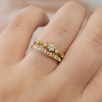 Petite Diamond Engagement Ring and Wedding Band