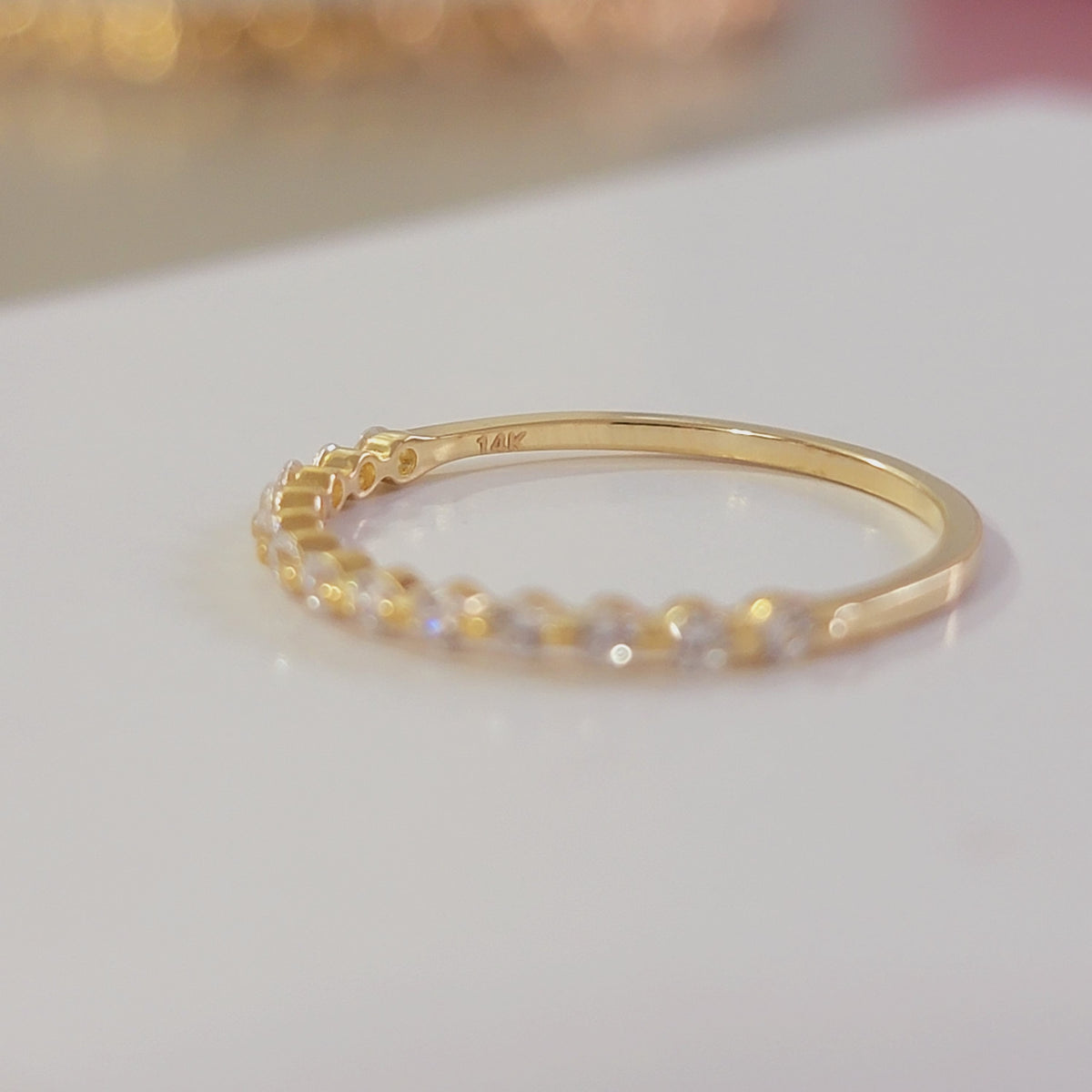 Half Eternity Diamond Wedding Rings in 14k Yellow Gold