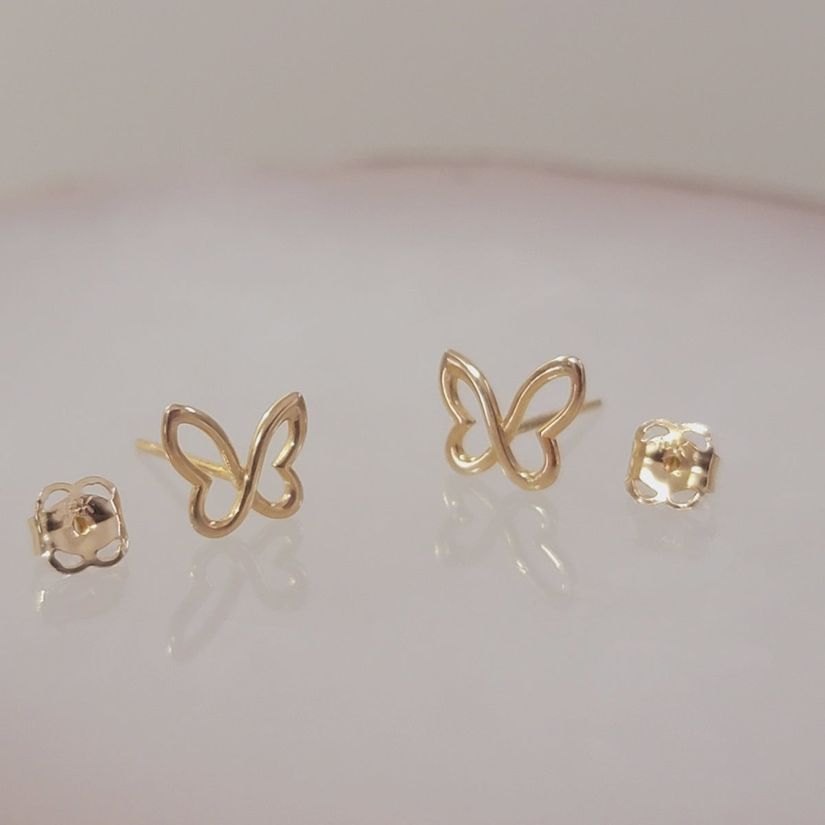 14k Gold Infinity Butterfly Stud Earrings