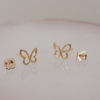 14k Gold Infinity Butterfly Stud Earrings