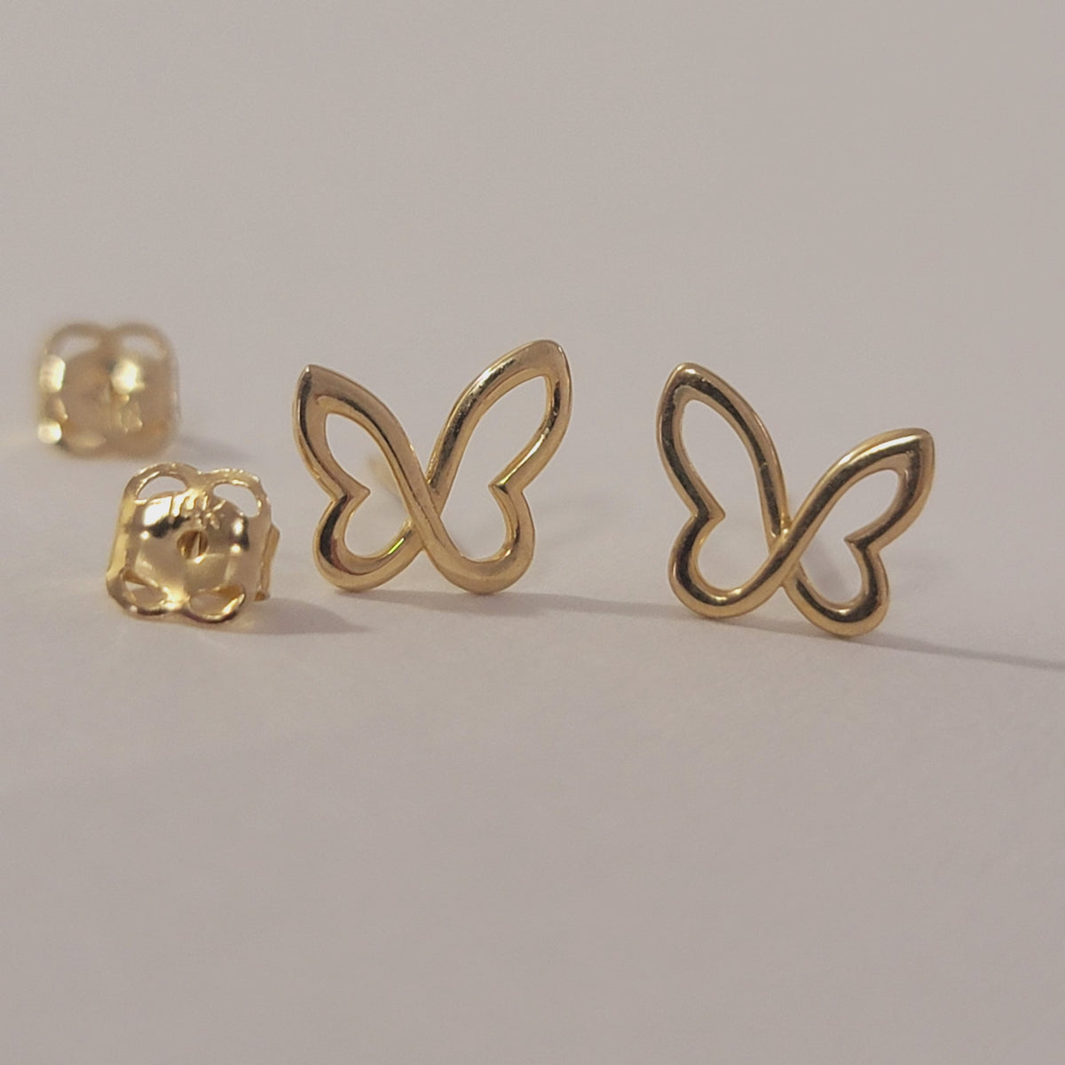 14k Gold Infinity Butterfly Stud Earrings