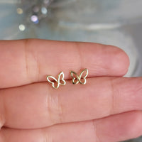 14k Gold Infinity Butterfly Stud Earrings