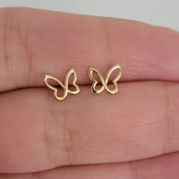 14k Gold Infinity Butterfly Stud Earrings