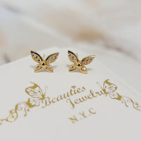 Dainty Diamond Butterfly Earrings