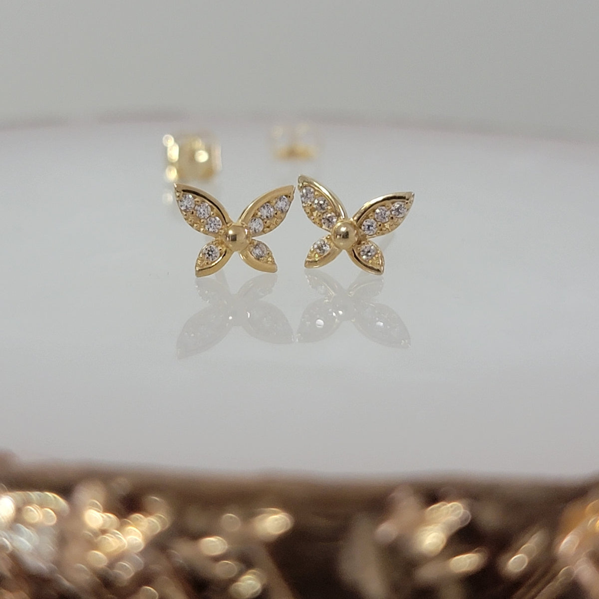 Dainty Diamond Butterfly Earrings