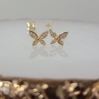 Dainty Diamond Butterfly Earrings