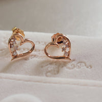 14k Rose Gold Diamond Heart Earrings