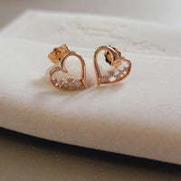 14k Rose Gold Diamond Heart Earrings
