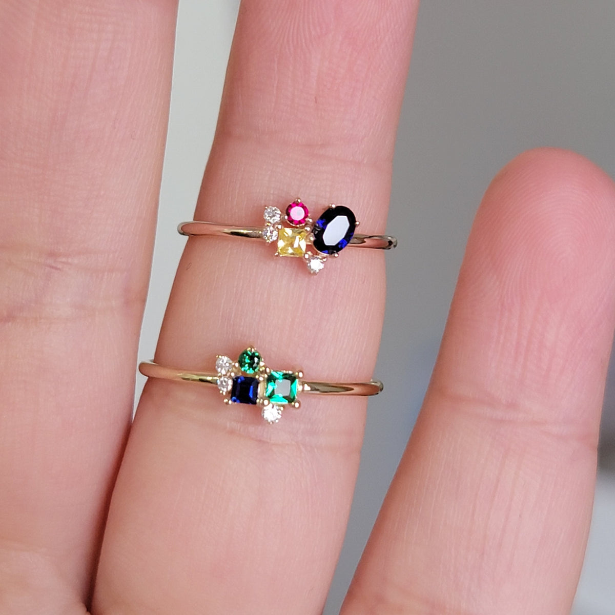 Customized Birthstone Cluster Ring