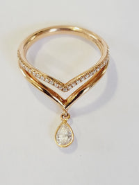 Diamond Drop Chevron Ring