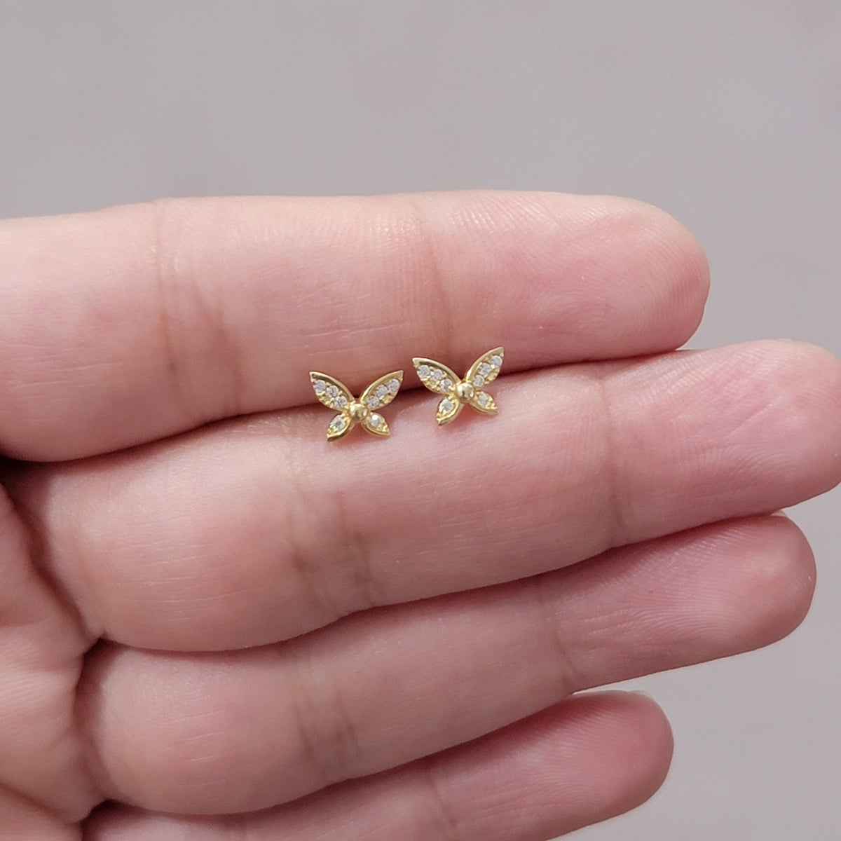 Dainty Diamond Butterfly Earrings