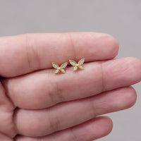 Dainty Diamond Butterfly Earrings