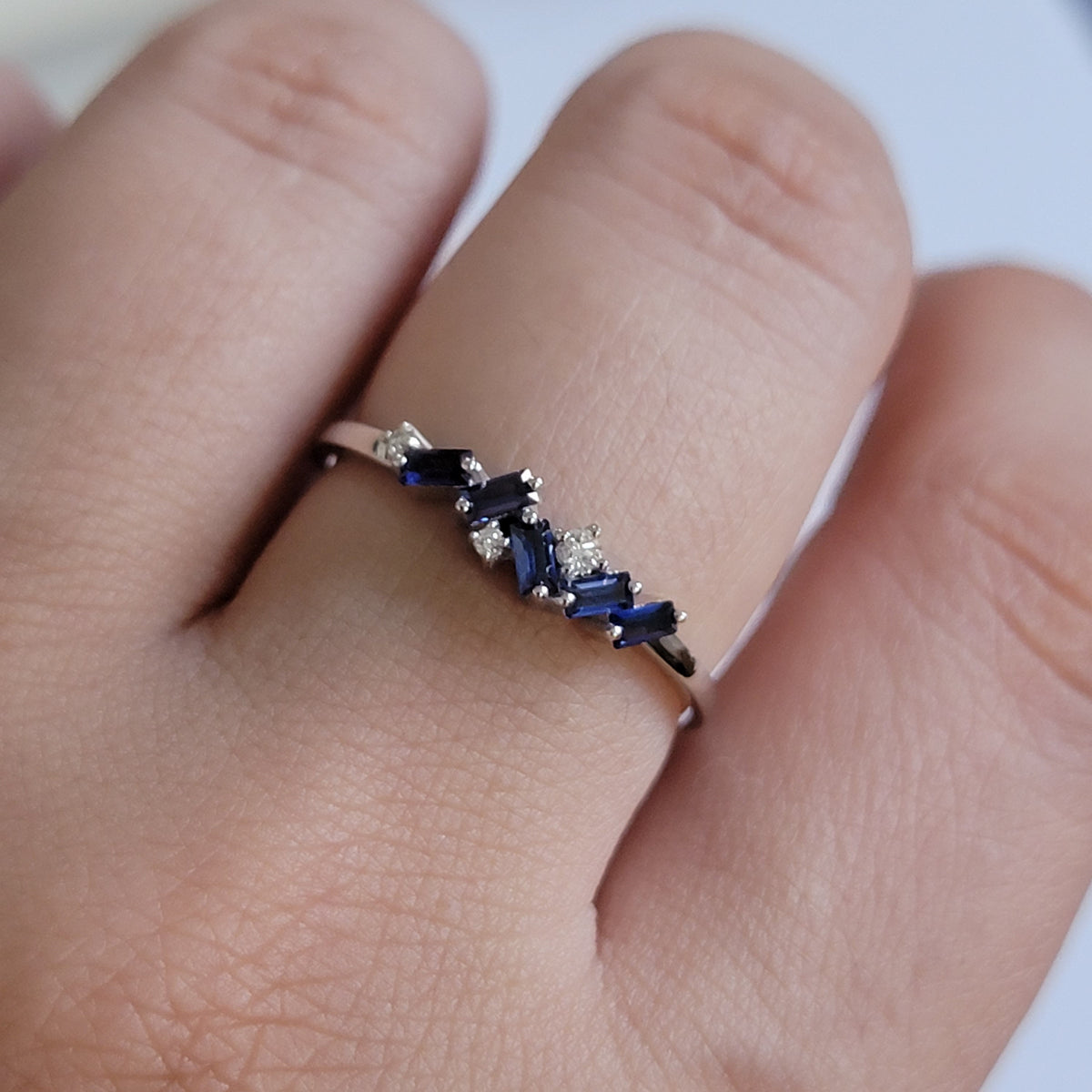 Baguette Sapphire Diamond Ring