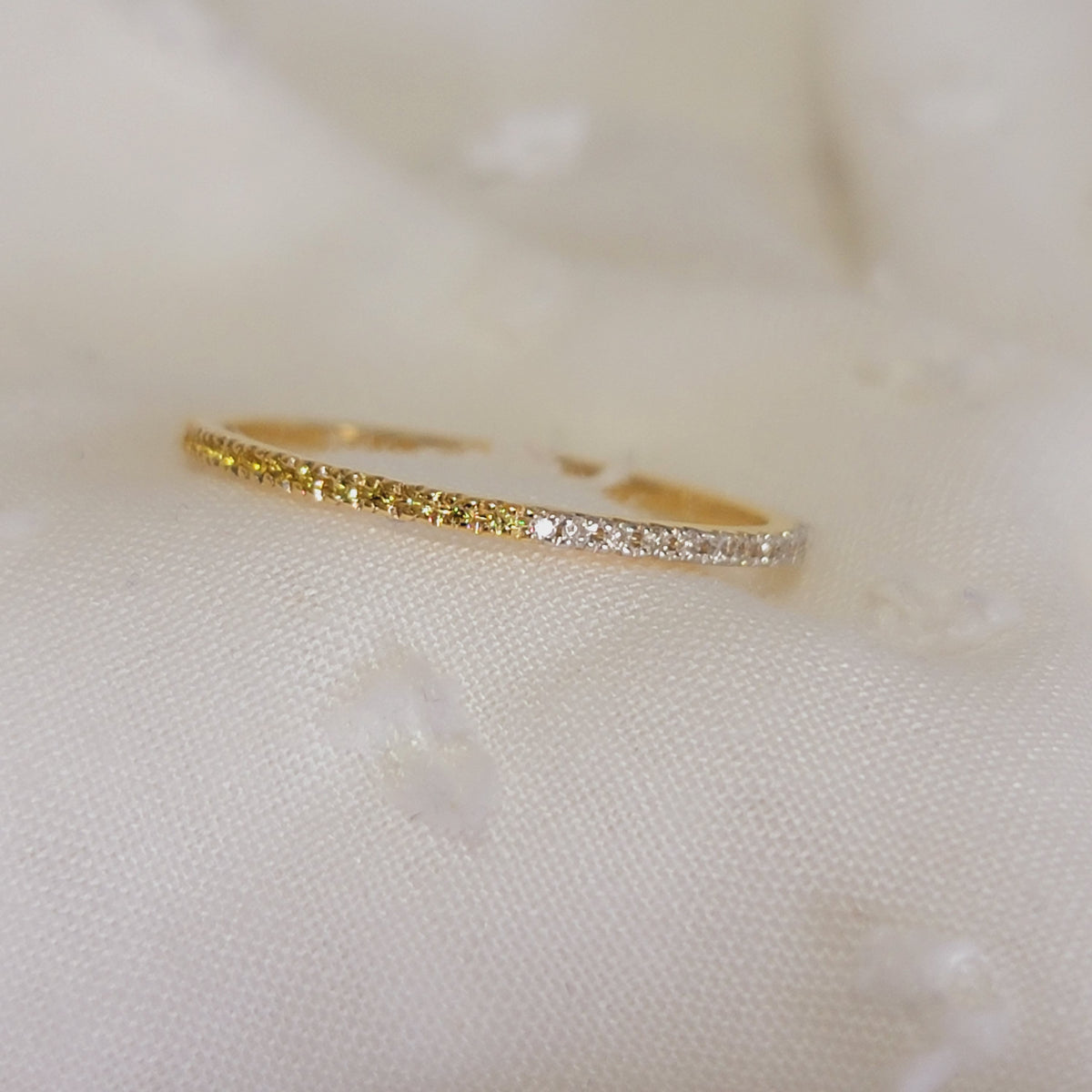 Yellow Sapphire and Diamond Wedding Ring, Diamond Eternity Ring in 14k Gold, Pave Diamond Ring, Yellow Sapphire Wedding Band, Eternity Band