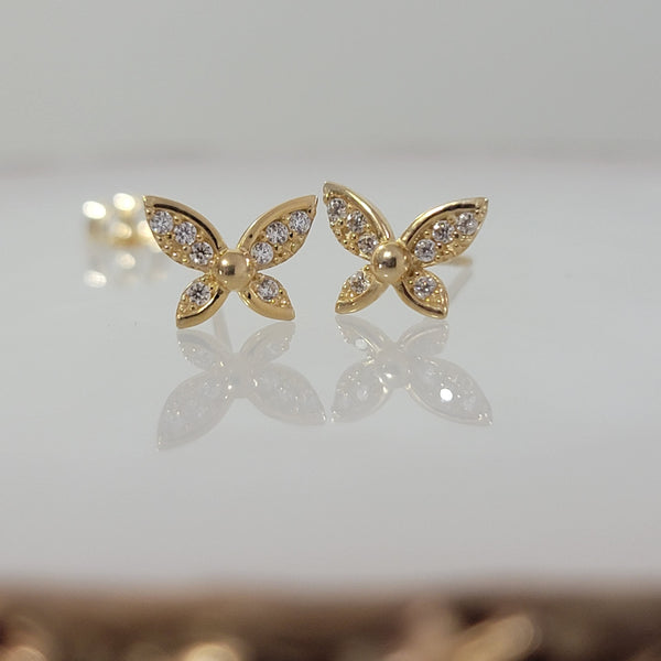 Dainty Diamond Butterfly Earrings