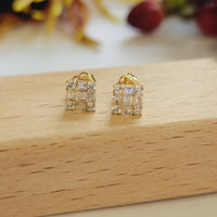 Square Cluster Diamond Earrings