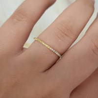 Yellow Sapphire and Diamond Wedding Ring, Diamond Eternity Ring in 14k Gold, Pave Diamond Ring, Yellow Sapphire Wedding Band, Eternity Band