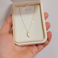 14k Gold Moon Star Necklace
