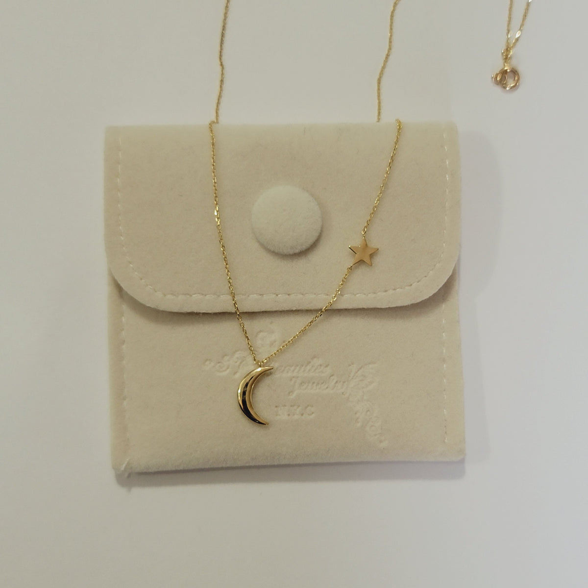 14k Gold Moon Star Necklace