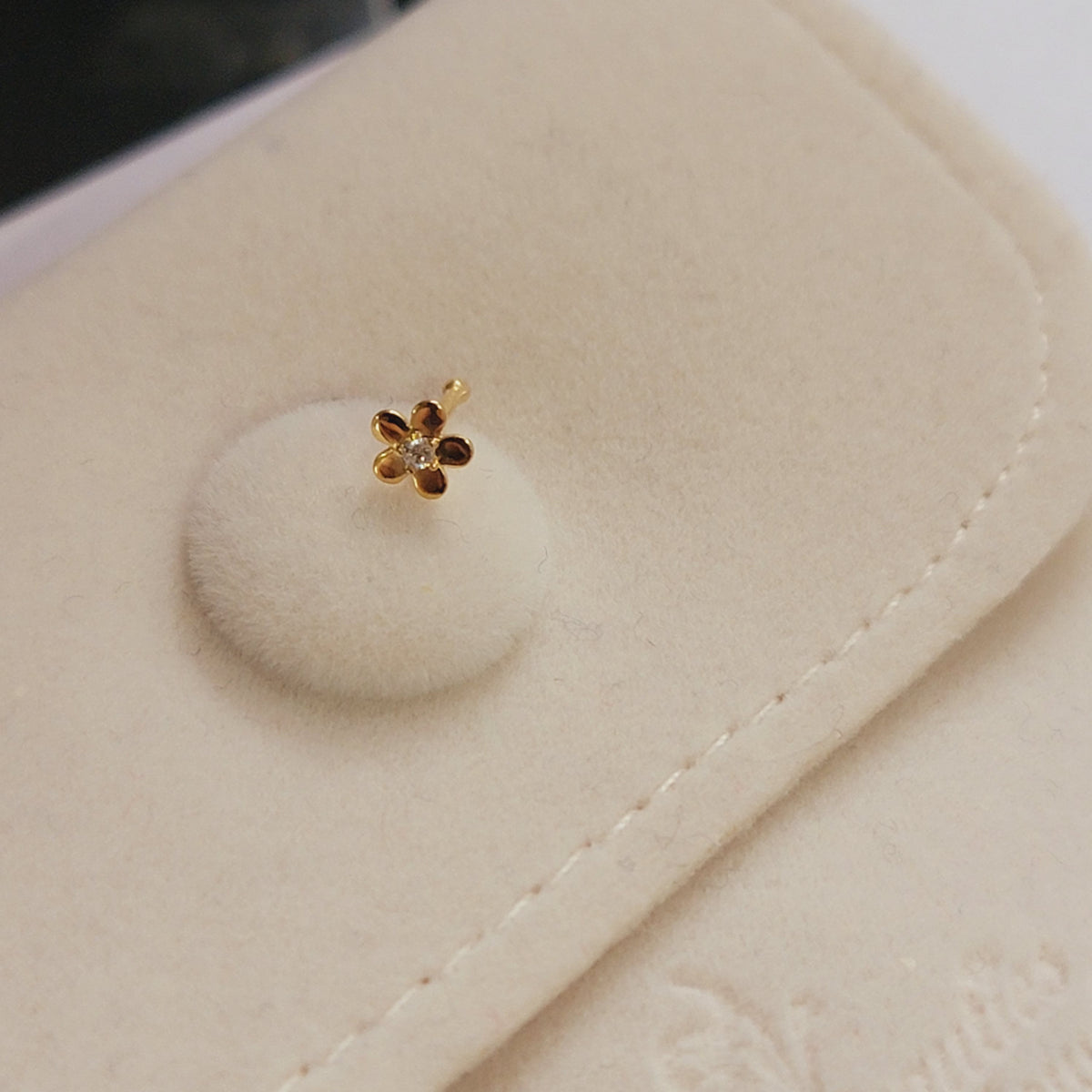 Flower Nose Pin 14k Gold Nose Ring With Diamond Diamond Nose Stud