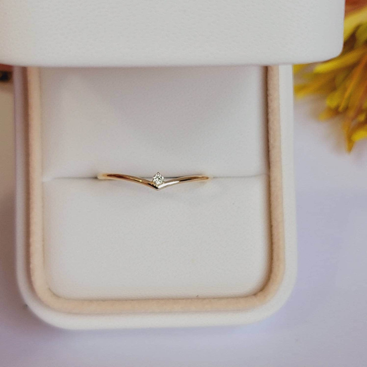 V Diamond Ring in 14k Gold, Curved Diamond Ring, Chevron Ring, Midi V Diamond Ring, Dainty Diamond Band, Stacking Ring, Matching Band