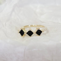 Black Onyx & Diamond Engagement Ring