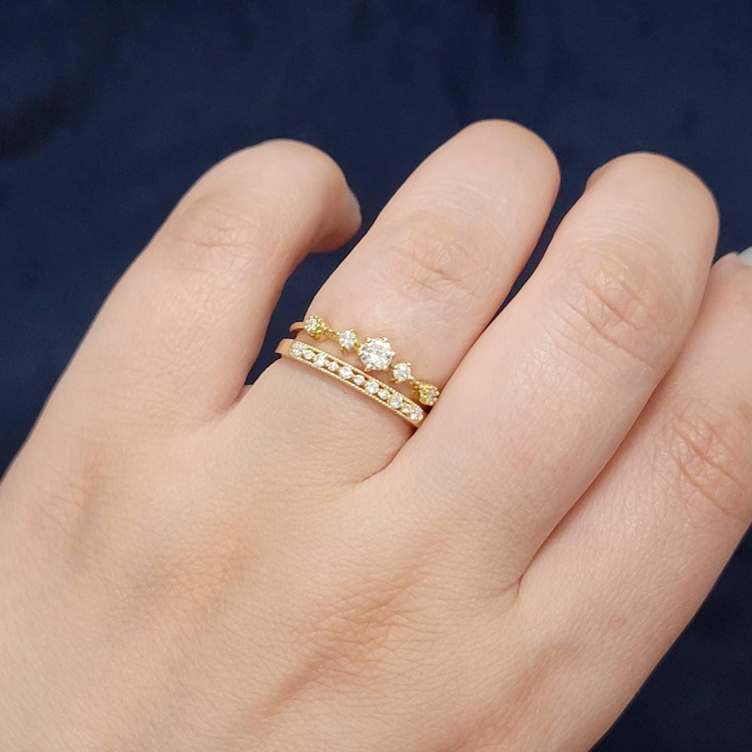 Dainty gold sales engagement rings