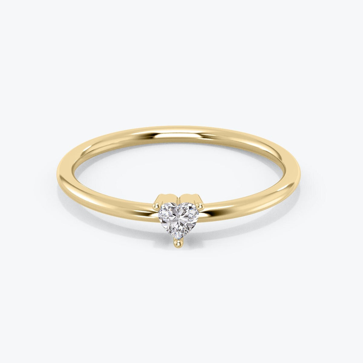 Diamond Solitaire Ring, Heart-Shape Diamond Ring, Wedding Ring, Dainty Wedding Band Promise Ring, 14K Gold Ring, White, Rose, Gift For Her