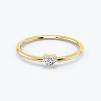 Diamond Solitaire Ring, Heart-Shape Diamond Ring, Wedding Ring, Dainty Wedding Band Promise Ring, 14K Gold Ring, White, Rose, Gift For Her