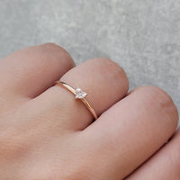 Diamond Solitaire Ring, Heart-Shape Diamond Ring, Wedding Ring, Dainty Wedding Band Promise Ring, 14K Gold Ring, White, Rose, Gift For Her