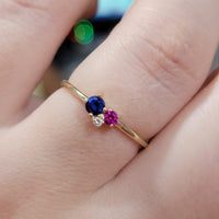 Sapphire Cluster Ring, Cluster Gemstone Ring, Blue Sapphire and Ruby Ring, Multi Stone Cluster ring, Birthday Gift For Women, Promise Ring