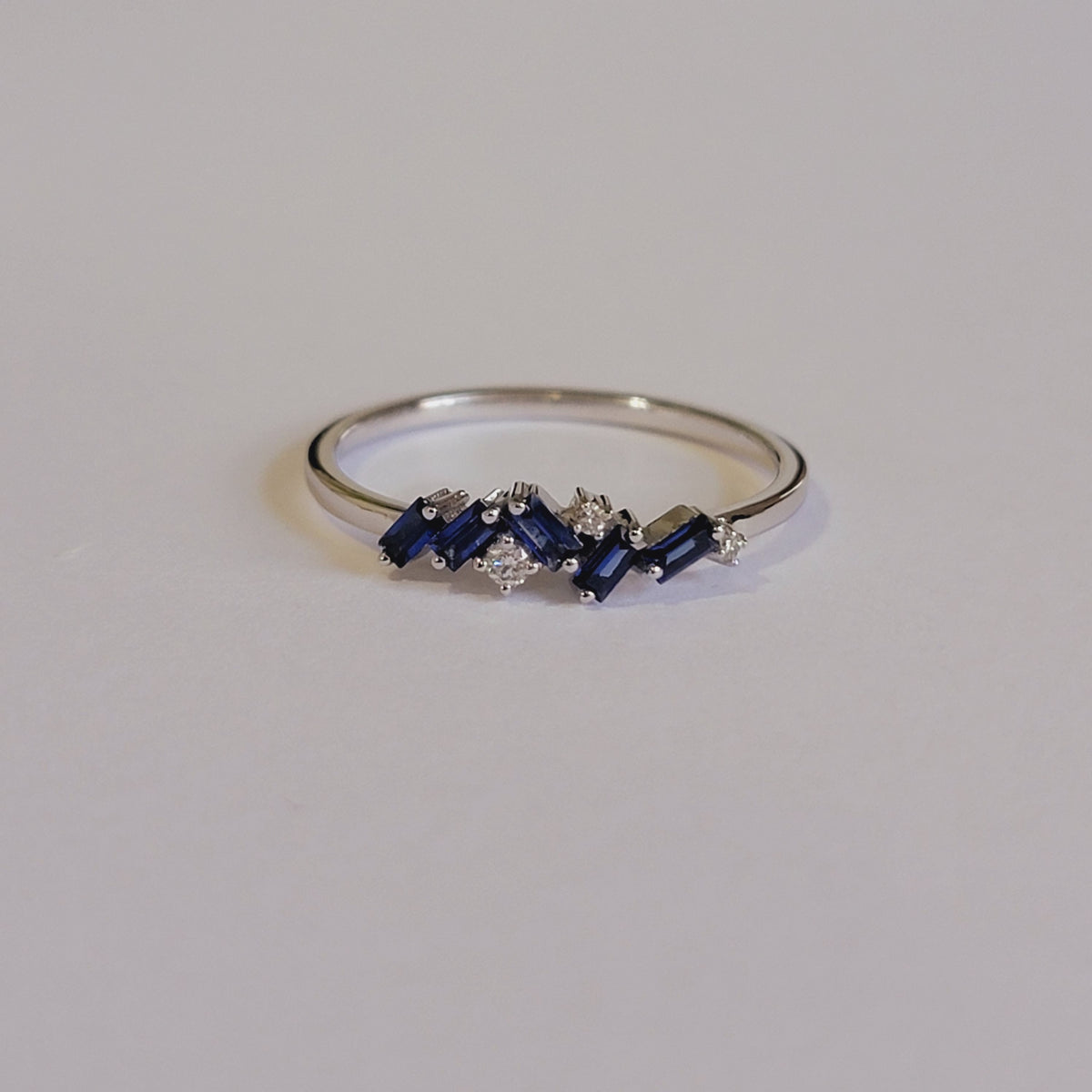 Baguette Sapphire Diamond Ring