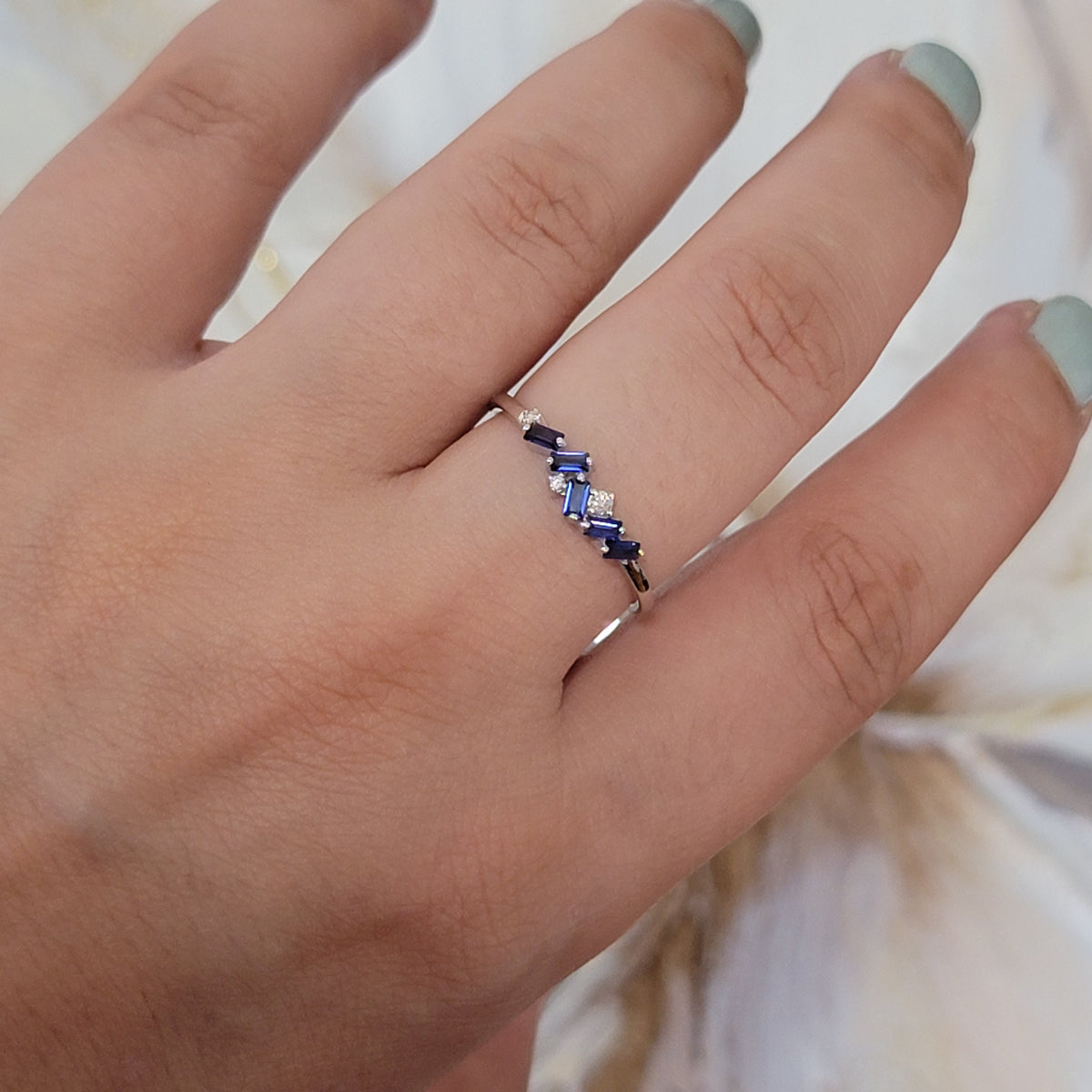 Baguette Sapphire Diamond Ring