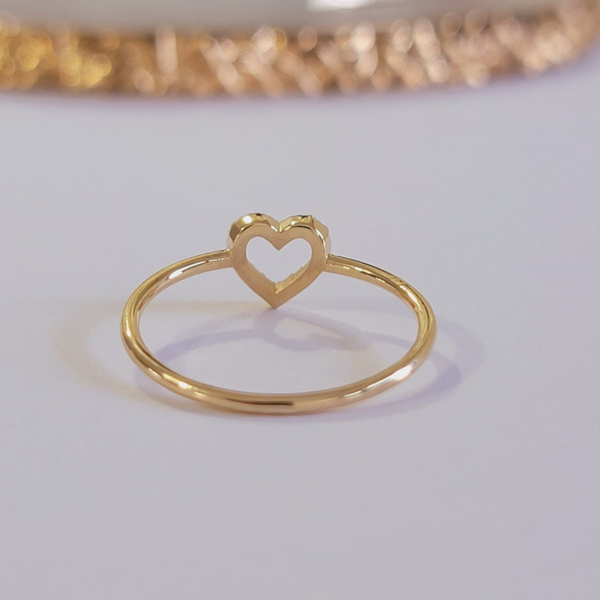 Diamond Heart Ring, 14K Solid Gold Open Heart Ring, 0.09 Ctw Natural Diamond Band, Promise Ring, Heart Shape Ring, 14k White