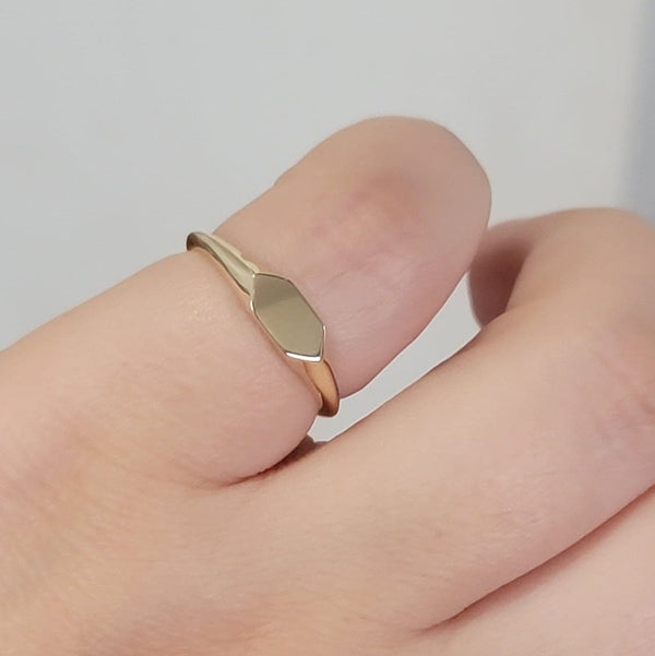 14k Solid Gold Signet Ring Women's