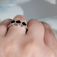 Black Onyx & Diamond Engagement Ring
